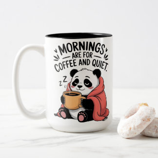 Taza Bicolor Café de Panda Adorable Mañanas Tranquilas Introver