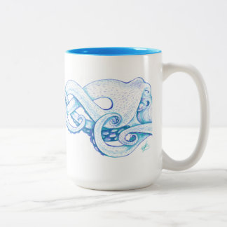 Taza Bicolor Café de pulpo azul