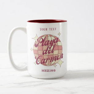 Taza Bicolor Café de recuerdos de la ciudad de Playa del Carmen
