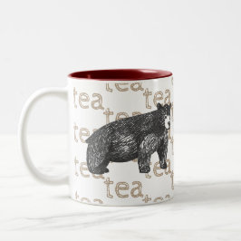 Taza Bicolor Café de té artístico rústico Oso negro
