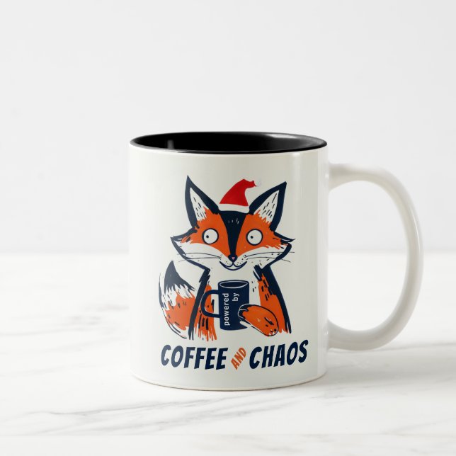 Taza Bicolor Café divertido y el caos Santa Fox (Derecha)