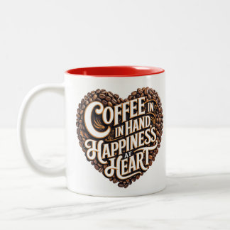 Taza Bicolor Café en la mano, felicidad en el corazón - Café Am