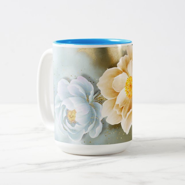 Taza Bicolor Café Floral de dos tonos (Anverso izquierdo)