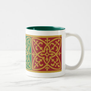 Taza Bicolor Café gótico rojo y verde de vacaciones