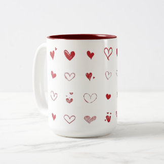 Taza Bicolor Café impreso en el corazón personalizado
