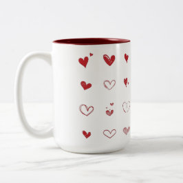 Taza Bicolor Café impreso en el corazón personalizado