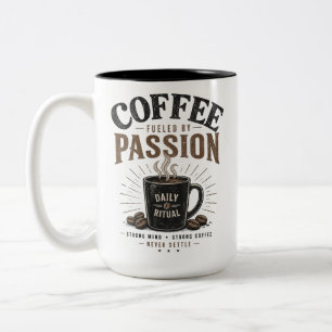 Taza Bicolor Café Impulsado por la Pasión Ritual Diario Vintage