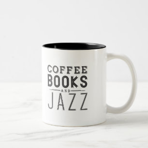 Taza Bicolor Café, libros y jazz
