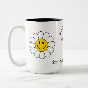 Taza Bicolor Café matutino de moda divertido con flores de Cham