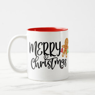 Taza Bicolor Café Merry navidad galletita decoración