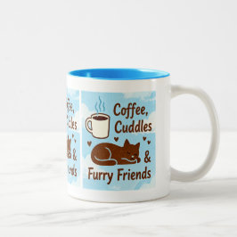 Taza Bicolor Café, Mimos y Amigos Peludos Amante de los Gatos C