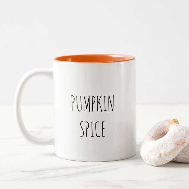 Taza Bicolor Café Minimalista con especias de calabaza (Con donut)