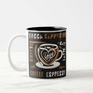 Taza Bicolor Café Mocca Cappucino Esspreso Cafe'Latte
