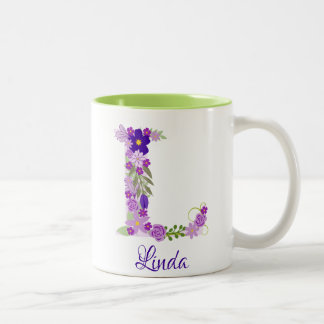 Taza Bicolor Café monogramado morado de Lavender Mug
