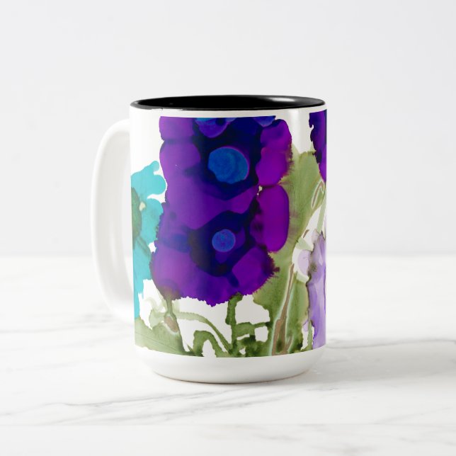 Taza Bicolor Café morado y acuático (Anverso izquierdo)
