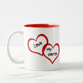 Taza Bicolor Café Mug con amor mi diseño de caballos