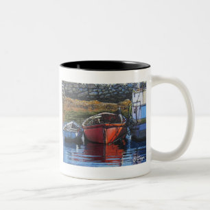 Taza Bicolor Café Mug en bote de arte textil