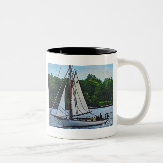 Taza Bicolor Café Mug en bote de arte textil (Derecha)