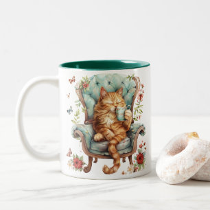Taza Bicolor Café Mug Para Los Amantes Del Gato Arte Cuto Del G