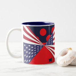 Taza Bicolor Café Patriótico Rojo con Bandera Azul y Blanco, Te