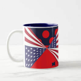 Taza Bicolor Café Patriótico Rojo con Bandera Azul y Blanco, Te