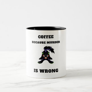 Taza Bicolor Café porque el asesinato es un café falso Mug