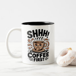 Taza Bicolor Café Primero Amantes del Café Divertido Cállate