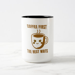 Taza Bicolor "CAFÉ PRIMERO, LO DEMÁS ESPERA" - Cartoon Coffee