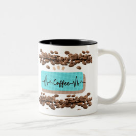 Taza Bicolor Café retro frijol verde azulado