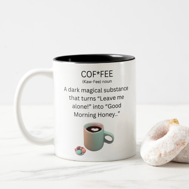 Taza Bicolor Café Una Sustancia Mágica (Con donut)