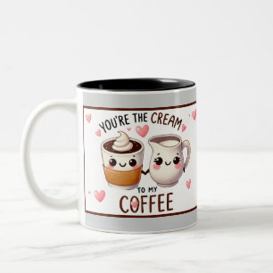 Taza Bicolor Café y Crema Kawaii Adorable