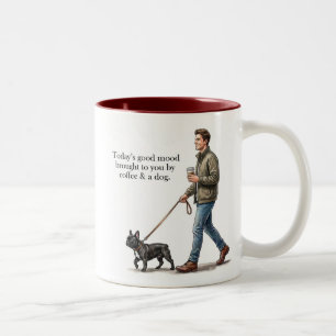 Taza Bicolor Café y un Frenchie Hacen Hoy Mejor