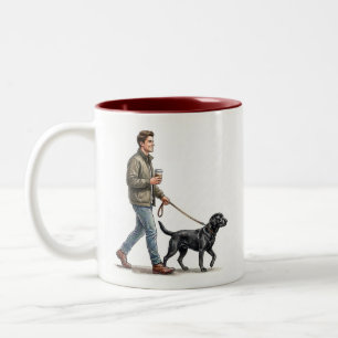 Taza Bicolor Café y un Labrador Negro Hacen que Hoy Sea Mejor