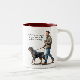 Taza Bicolor Café y un Rottweiler Hacen Hoy Mejor