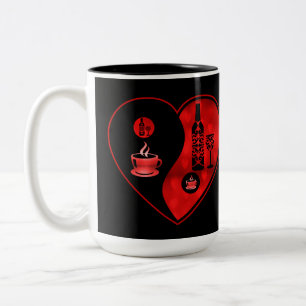 Taza Bicolor Café y vino de Yin Rojo y Yang