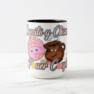 Taza Bicolor Cafecito y chisme Cute divertido mexicano
