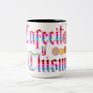 Taza Bicolor Cafecito y Chisme pan dulce
