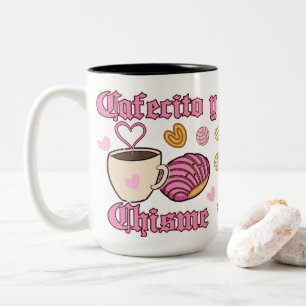 Taza Bicolor Cafecito y Chisme pan dulce