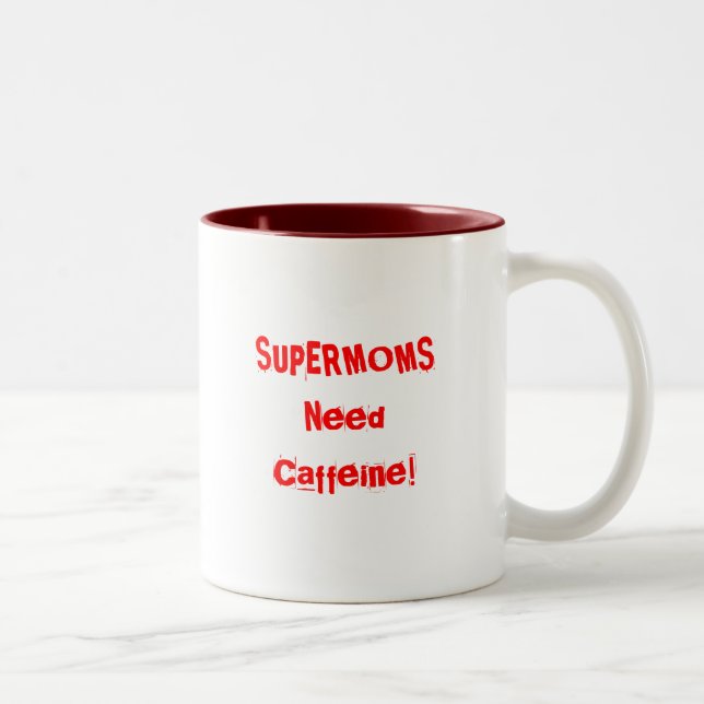 TAZA BICOLOR CAFEÍNA DE LA NECESIDAD DE LOS SUPERMOMS (Derecha)