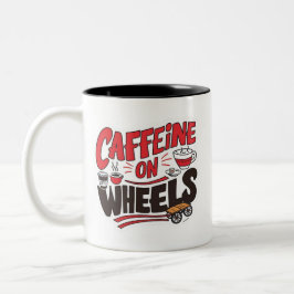 Taza Bicolor Cafeína en Wheels Mug Funny Coffee Truck Ceramic