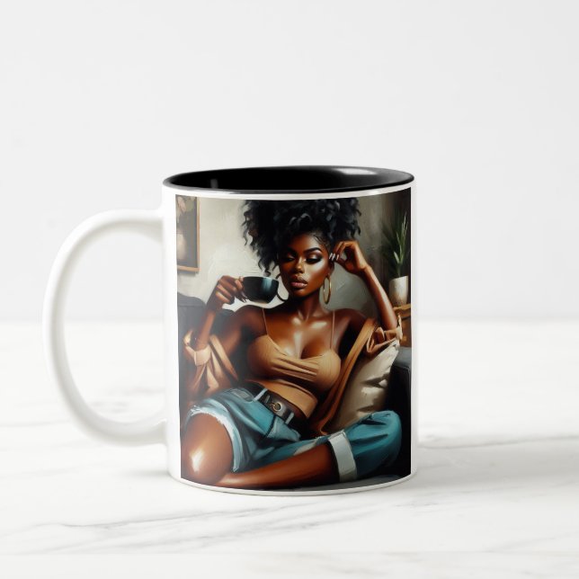 Taza Bicolor "Cafeína y confianza" Mug (Izquierda)