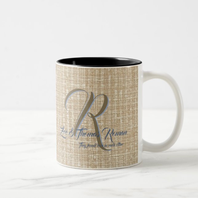 Taza Bicolor Cafés boda Beige personalizados (Derecha)