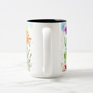 Taza Bicolor Cafetera Lovitude "Flores silvestres de madera alt