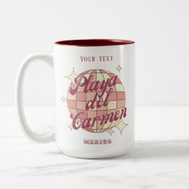 Taza Bicolor Cafetería de recuerdo de la ciudad de Playa del Ca