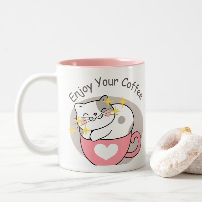 TAZA BICOLOR CAFFE CAT (Con donut)