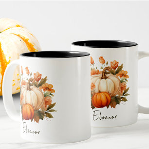 Taza Bicolor Caída del parche de calabaza de Naranja de color d