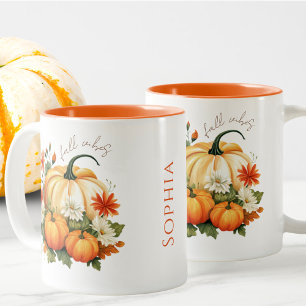 Taza Bicolor Caída del parche de calabaza de Naranja de color d