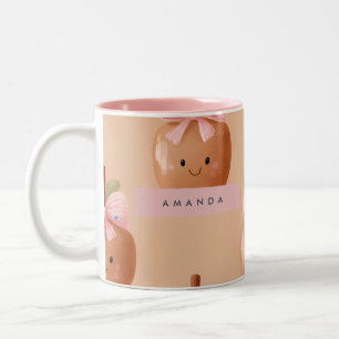Taza Bicolor Caída Personalizada Cosquilleo lindo Caramel Apple