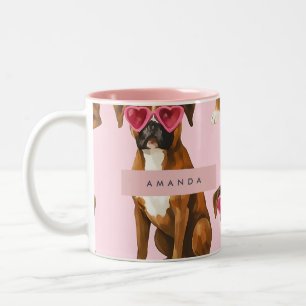 Taza Bicolor Caja de Perro Boxer Personalizada Kawaii de Moda