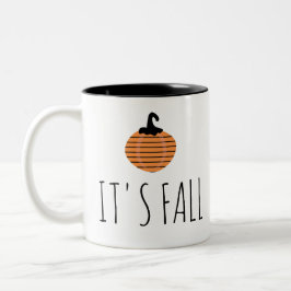 Taza Bicolor Calabaza a rayas modernas de otoño Halloween